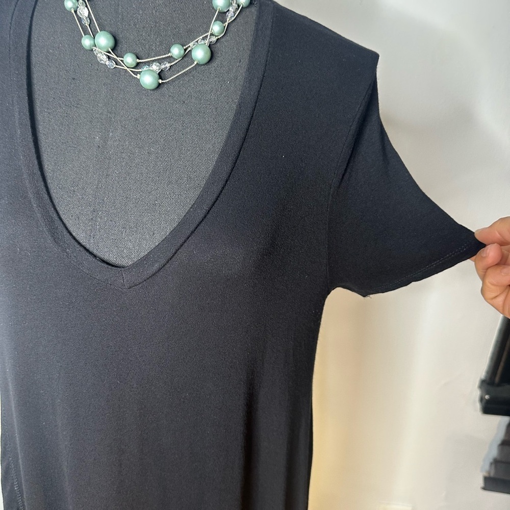 Zara Black Short Sleeve V-neck T-shirt Dress - Picture 7 of 14